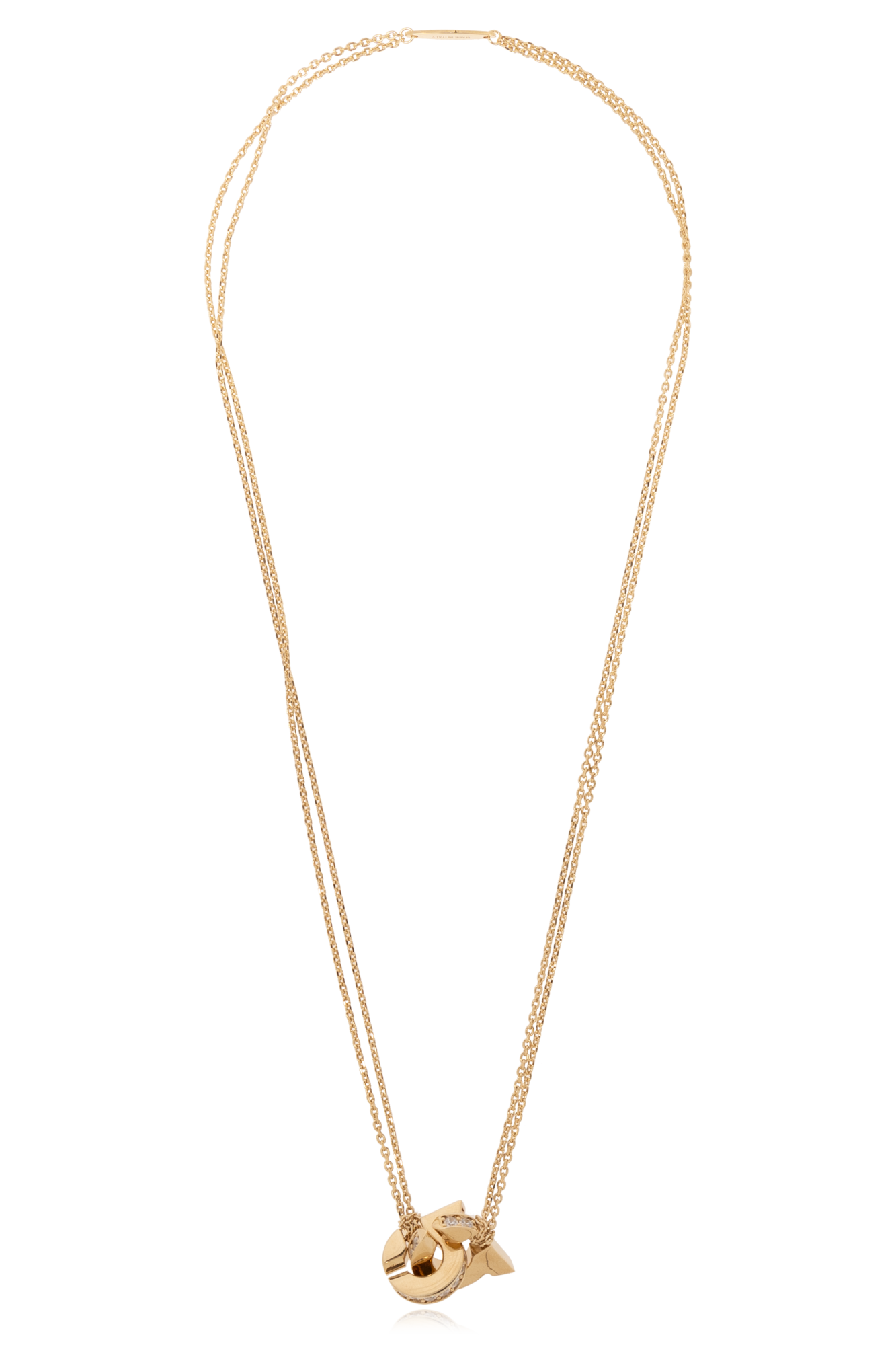 【関税&送料込】Salvatore Ferragamo Gold l Necklace Gancini crystals necklace - L - Women | Ferragamo